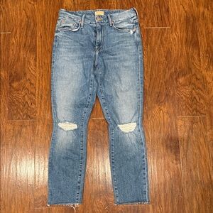 MOTHER The Looker Ankle Fray Distressed Skinny Jeans